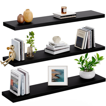 AMADA HOMEFURNISHING Floating Shelves for Wall, Wall Shelves for Living Room, Bedroom, Bathroom, Kitchen & Home Office Organization, Bathroom Shelves with Hidden Brackets, 22 lbs Max Load, AMFS44B