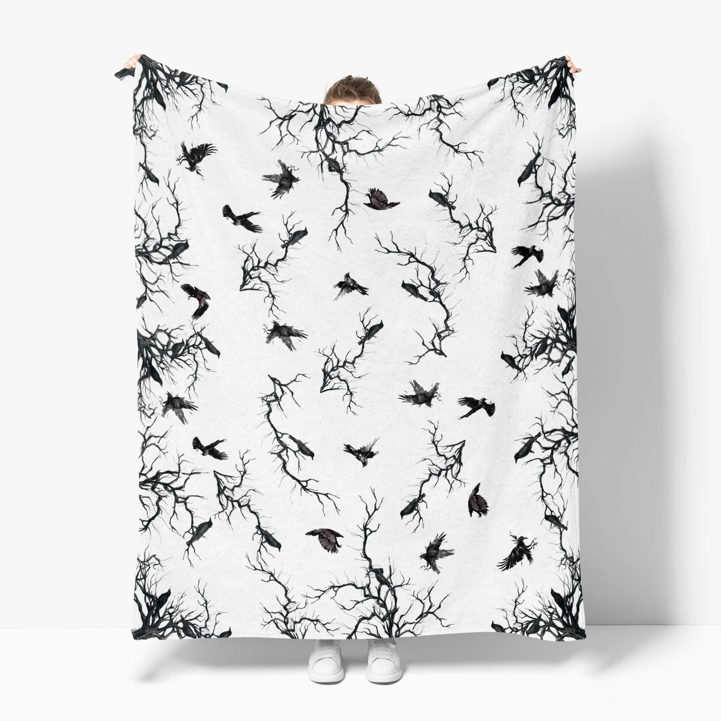 Horaldaily Halloween Flannel Blanket Throw, Crow Tree Soft Fuzzy Plush Cozy Fleece Blankets for Couch Sofa Bed Lounging, Ideal Gifts for Kids Adults Wife Self, 50x60
