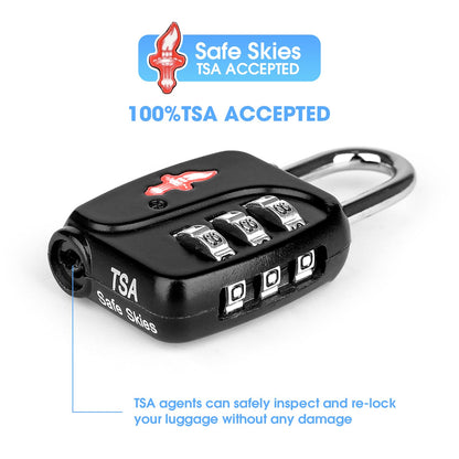 iGurutr TSA Locks 4-Pack - Ultra Lightweight Travel & Gym Combo Locks (54g Each!), TSA Approved Secure Luggage Locks for Suitcases, School Backpacks, Lockers - 3-Digit Code, 2.36in Compact Design