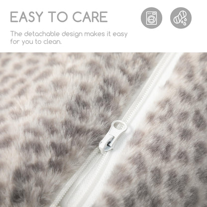 Hollypet Cat Bed Fluffy Plush Mutifuctional Double-Layer Soft Pet Couch Orthopedic Sofa Nest Beds for Small Cats and Dogs, Snow Leopard (21x15x8 inch)