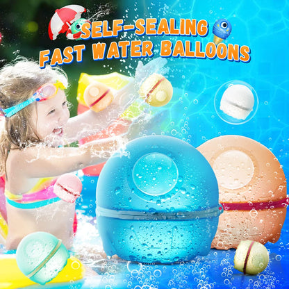 Hiliop 16PCS Reusable Silicone Refillable Water Balloons for Kids & Adults, Self-Sealing with Magnetic & Mesh Bag