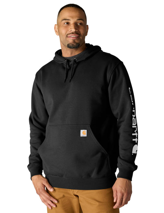 Carhartt Mens Loose Fit Midweight Logo Sleeve Graphic Fashion Sweatshirts, Black, X-Large US