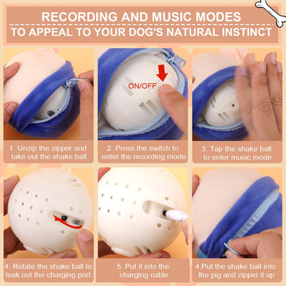 BABORUI Interactive Dog Toys Pig, Jumping Squeaky Dog Toys with Recording and Music Modes, Rechargeable Moving Dog Chew Toys for Small/Medium/Large Dogs to Keep Them Busy(Blue Pig)