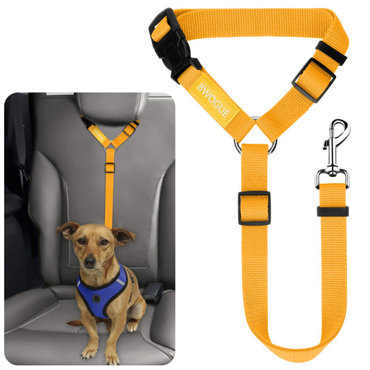 BWOGUE Pet Dog Cat Seat Belts, Car Headrest Restraint Adjustable Safety Leads Vehicle Seatbelt Harness (1 Pack)