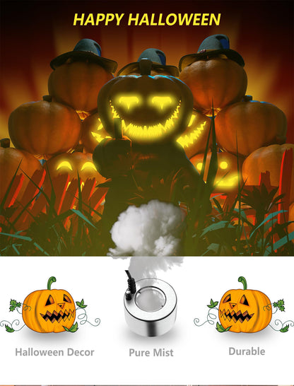 alizzy Ultrasonic Mist Maker, Indoor Fountain Water Feature Pond Portable Reptile Fogger Air humidifier, Halloween Cauldron Mini Fog Machine