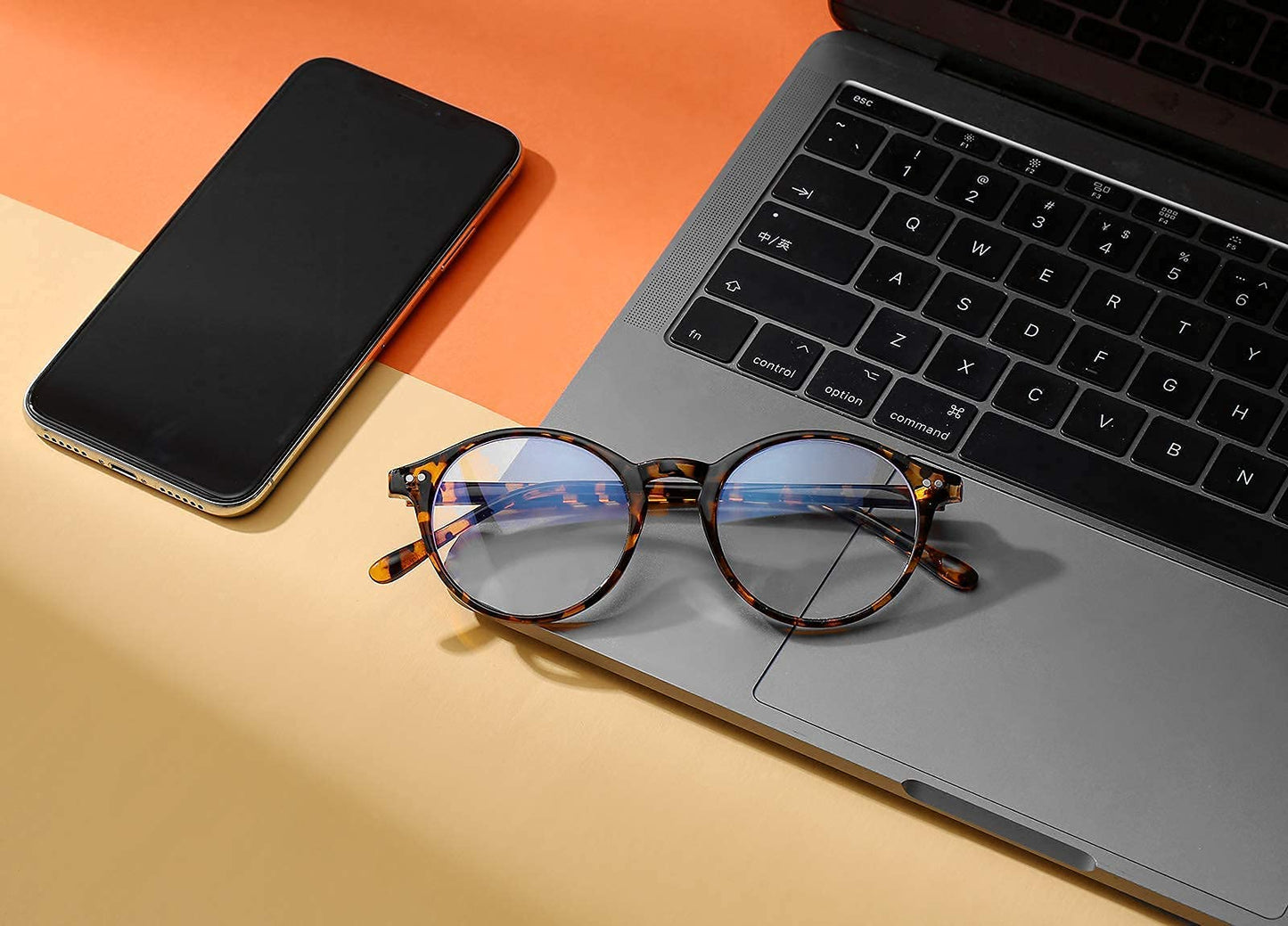 HJSTES Vintage Blue Light Glasses for Women Men Round Bluelight Blocking Glasses Thick TR90 Frame Eyeglasses(Tortoise)