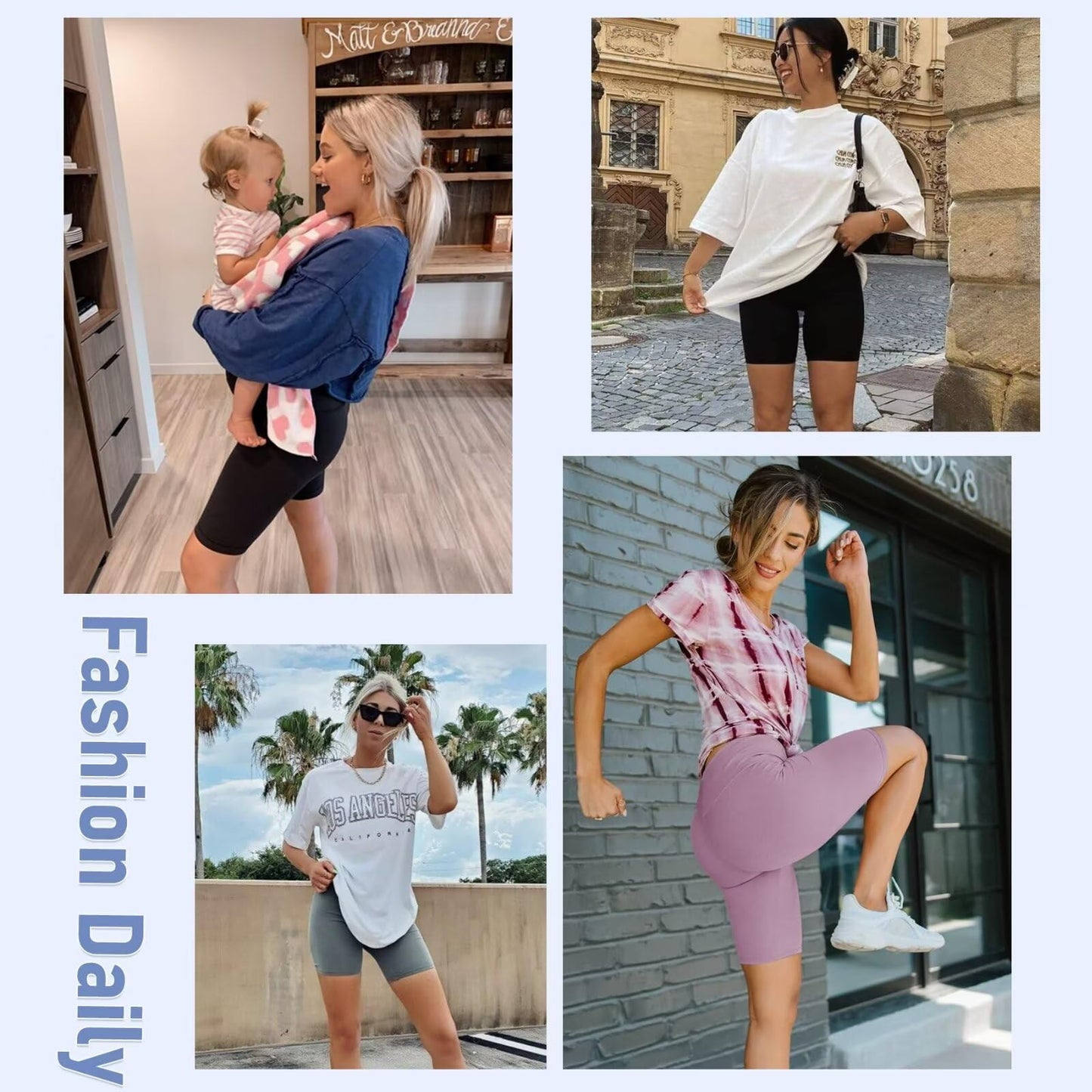 5 Pack Biker Shorts Women - 5"/8" High Waist Spandex Workout Yoga Running Athletic(Black/Light Grey/Blue/Ins Green/Pink,Plus)