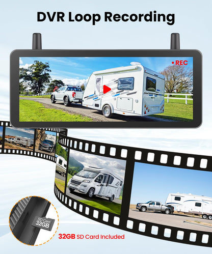 AUTO VOX Wireless Backup Camera Solar Magnetic: with 7.2" DVR 1080P 2 Split Recording Monitor, Dual Antenna Stable Signal,IP69K & 1-Min Install,HD IR Night Vision for Truck, Trailer, RV, Camper