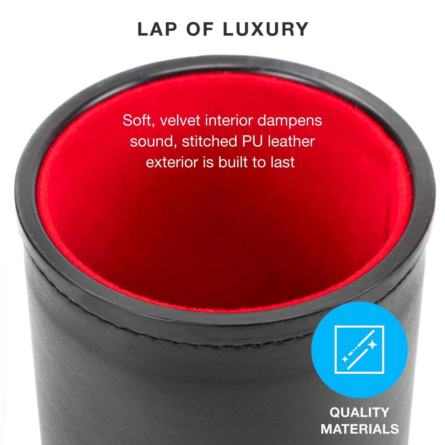 Brybelly Dice Set with Dice Shaker Cup - Perfect for Casino Dice Game for Family Leather - Poker Dice Shaker - 5 Red Lined Dice Cups and 25 Dice Sets