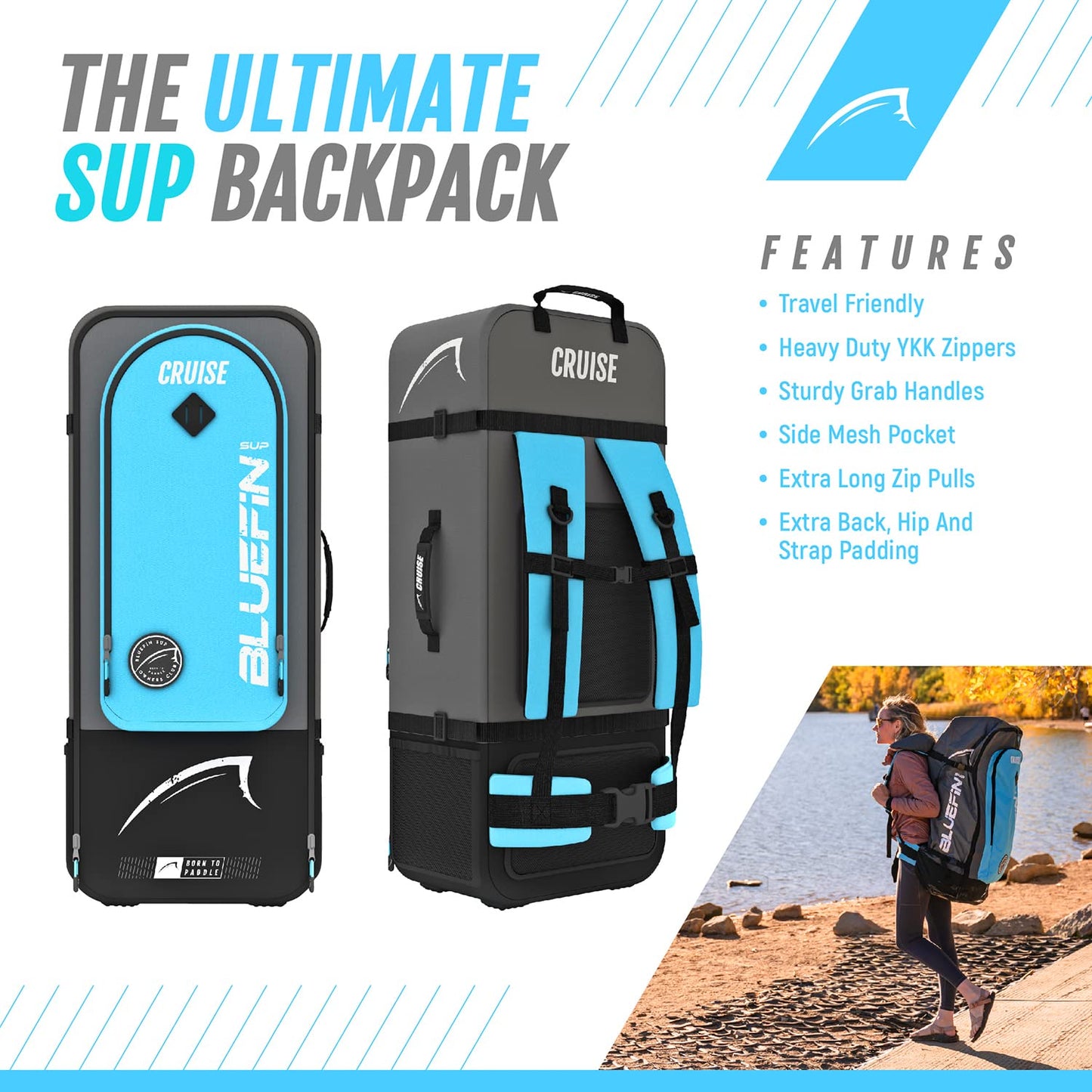 Bluefin SUP 10'8'' Inflatable Stand Up Paddle Board, Blue, Including Accessories & 5 Year Warranty