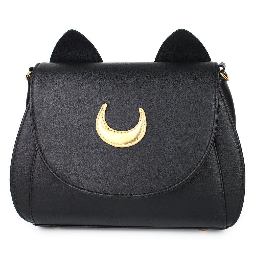 Women's Moon Purses Crossbody Bags Pu Leather Gothic Purse Cat Handbags Girls Black Shoulder Bags