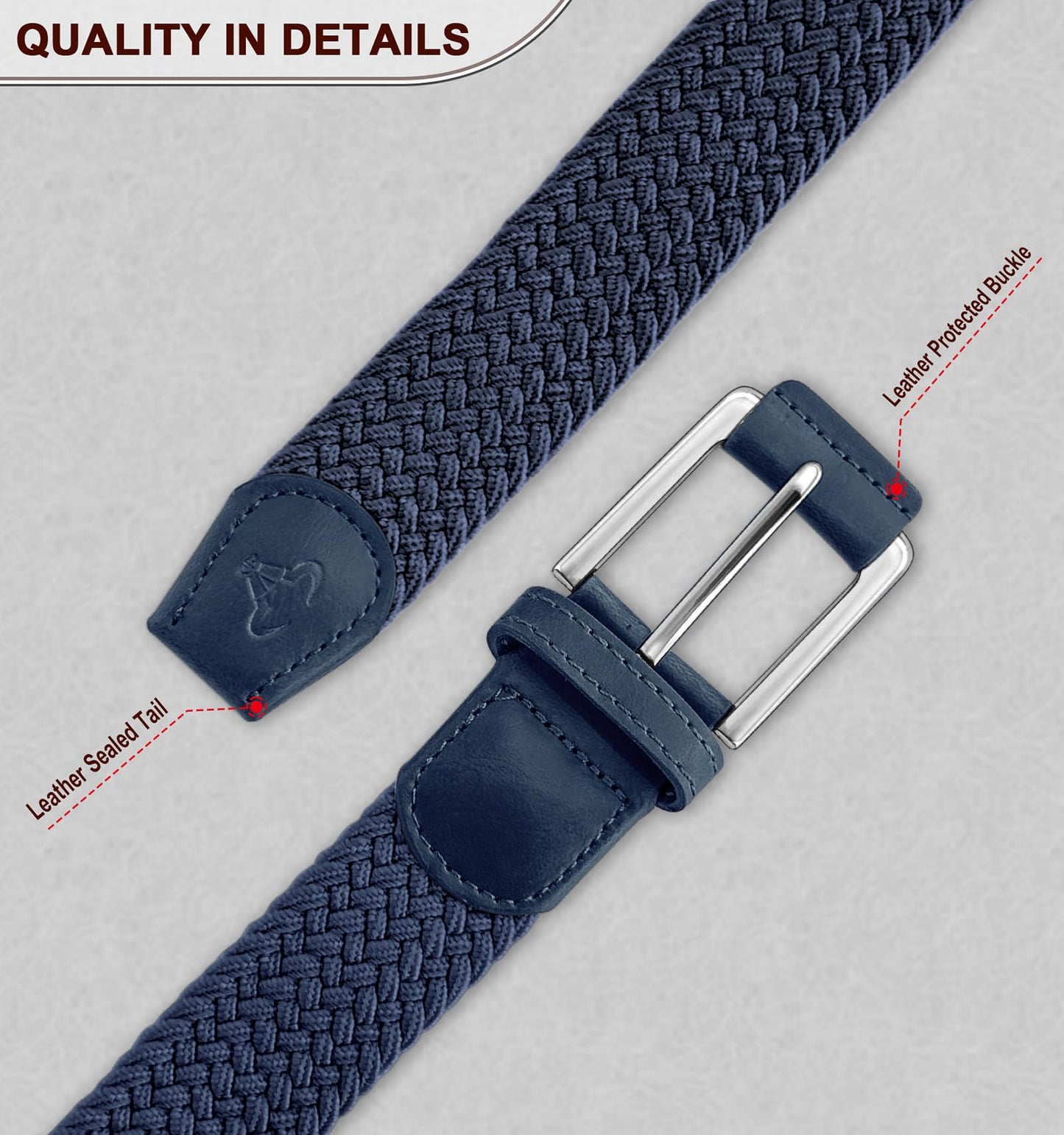 BULLIANT Stretch Belt Men,Mens Gift Woven Braided Web Belt 1 3/8 for Golf Casual Pants Shirts Jeans(Antique Blue,36"-40" Waist Adjustable)