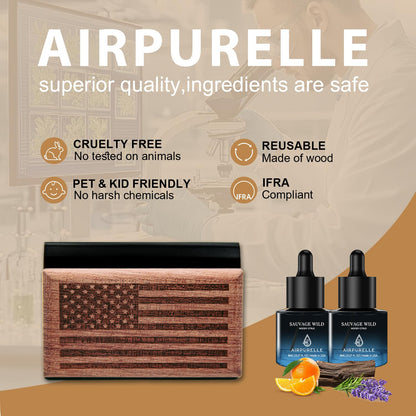 AirPurelle Car Air Freshener with Woody Citrus Scent-90+ Days Long Lasting