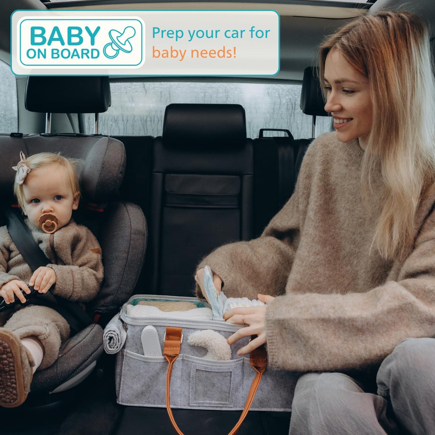 HOME FOR EACH Baby Diaper Caddy With Lid, Diaper Caddy Organizer for New Mom Gifts, Newborn Essentials Must Haves, Registry for Baby, Baby Registry Search, Baby Gift Basket Baby Must Haves Travel Bag