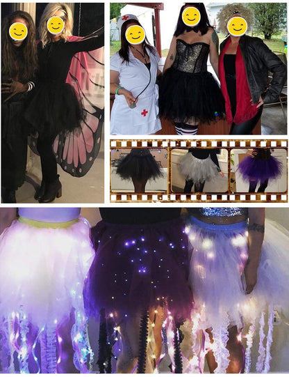 Bbonlinedress Black Tutus for Women Halloween Mini Skirt Costume Adult Tutu Skirts Puffy Party Tulle Skirt Black M