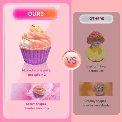 Bath Bombs for Kids with Surprise Jewelry Inside, 8 Cupcake Bath Bombs for Girls Gift Set, Handmade Fizzes Balls with Rich Bubble Bath, Ideal for Chrildren Birthday Christmas