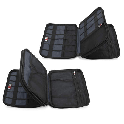 BUBM Double Layer Electronic Accessories Organizer, Travel Gear Bag for Cables, USB Flash Drive, Plug and More, Perfect Size Fits for iPad mini (Medium, Gray)