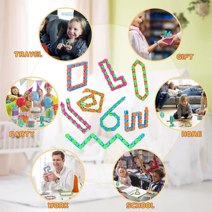 8Pcs Fidgets Wacky Tracks Fidget Toys for Kids Classroom Students Gifts School Prizes Stocking Stuffers Sensory Autism Snap Fidget Click Snake Toys for Adults Travel Stress Relief ADHD