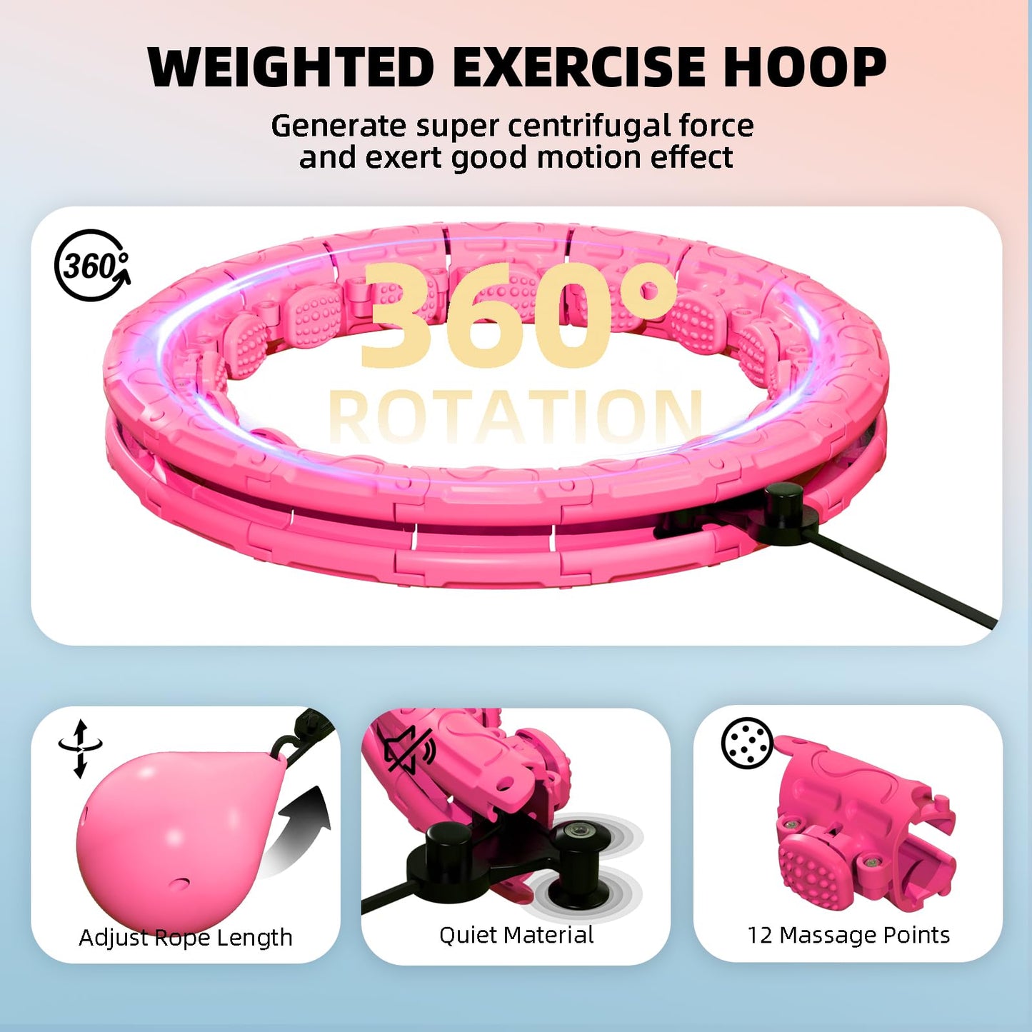 Argvsde Weighted Hula Infinity Fitness Hoop for Adult Weight Loss, 2 in 1 Smart Fitness Workout Hula Circle Hoops with 28 Detachable Knots, Exercise Fit Hoop Suitable for Women and Beginners