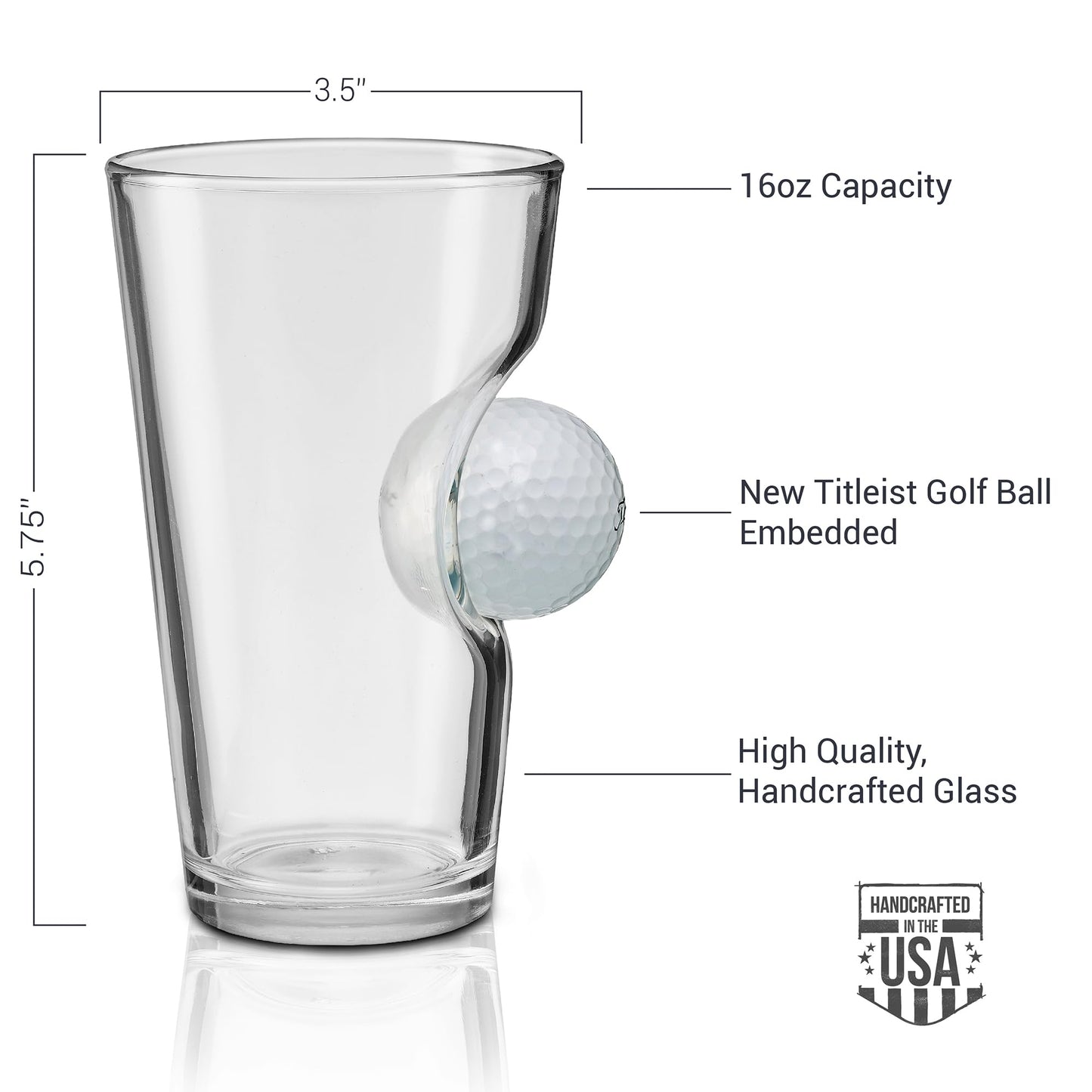 BenShot Golf Ball Pint Glass - 16oz | Made in the USA