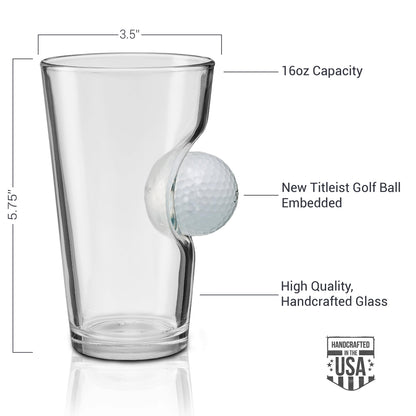 BenShot Golf Ball Pint Glass - 16oz | Made in the USA