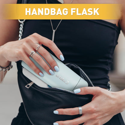 8 oz Water Bottles Made of 304 Stainless Steel, Small Water Bottles Double Wall Vacuum Insulation for Hot&Cold Drinks, Water Bottle Purse with Carry Handle - 100% Leakproof (Grayish Blue)