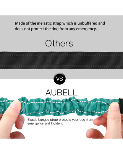 AUBELL Dog Seat Belt for Car,2 Pack Set 3-in-1 Adjustable Reflective Bungee Heavy Duty Dog Car Harness Tether with Clip Hook Latch & Buckle,Swivel Zinc Alloy Carabiner,Black+Teal