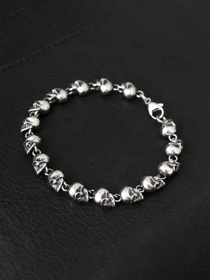 HAQUIL Stainless Steel Skull Bead Linked Bracelet for Men and Women, Skull Jewelry Gift (AD)