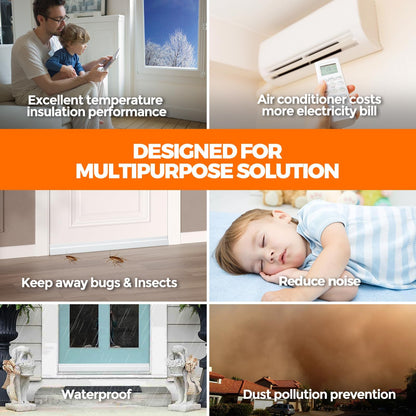 Holikme Door Draft Stopper Under Door Draft Blocker Insulator Doors Sweep Weather Stripping Noise Stopper Strong Adhesive, White