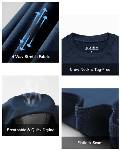 Blueleaf 3 Pack Boys Compression Shirt Short Sleeve Youth Basketball Football Undershirt Kids Quick Dry Athletic Base Layer T-Shirt Black+White+Navy Blue L