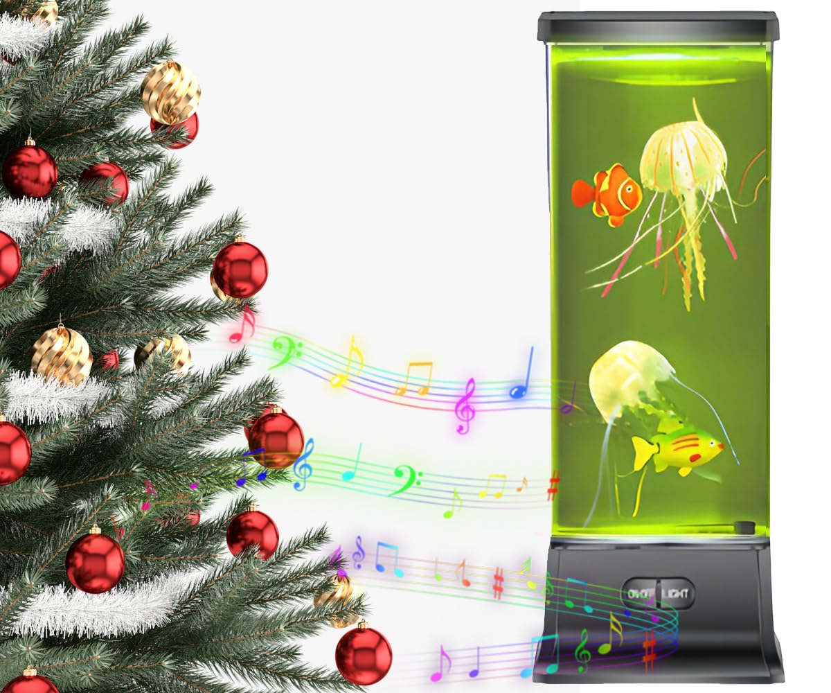 CALOVER Gifts for Kids Boy Girl Men Women Birthday Christmas Thanksgiving All Holiday Jellyfish Lamp with Music Bluetooth Speaker Table Sensory Night Mood Light