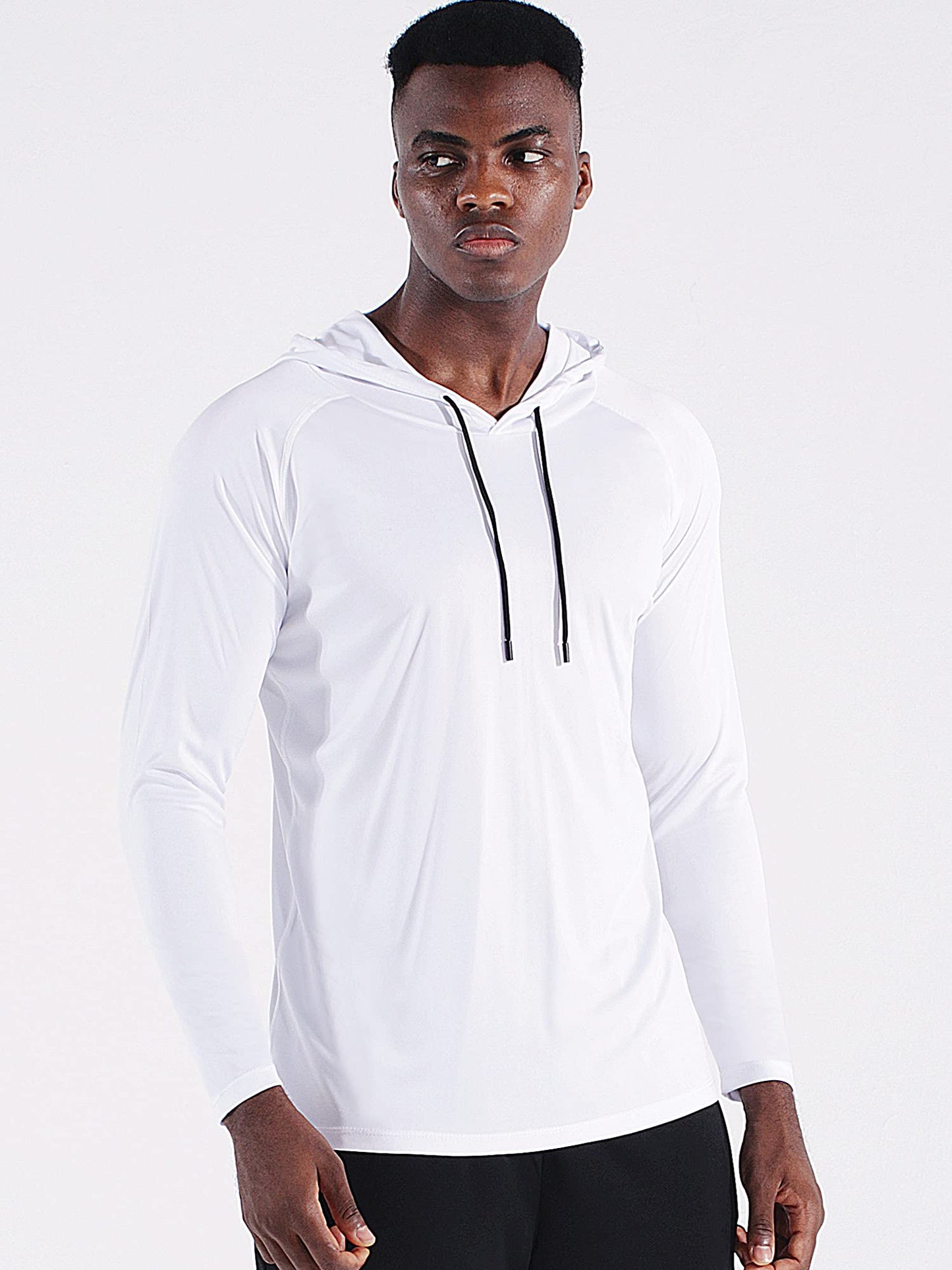 CADMUS Men's Workout Long Sleeve Fishing Shirts UPF 50+ Sun Protection Dry Fit Hoodies,1 Pack,096,White,X-Large