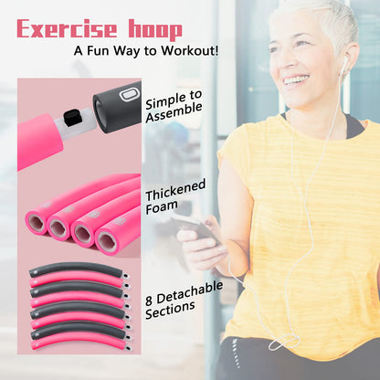 Beakabao Exercise Weighted Hoops for Adults and Kids, Adjustable 8 Sections 2LB Detachable Fitness Hoop, Weight Loss Core Strength Workout Sport