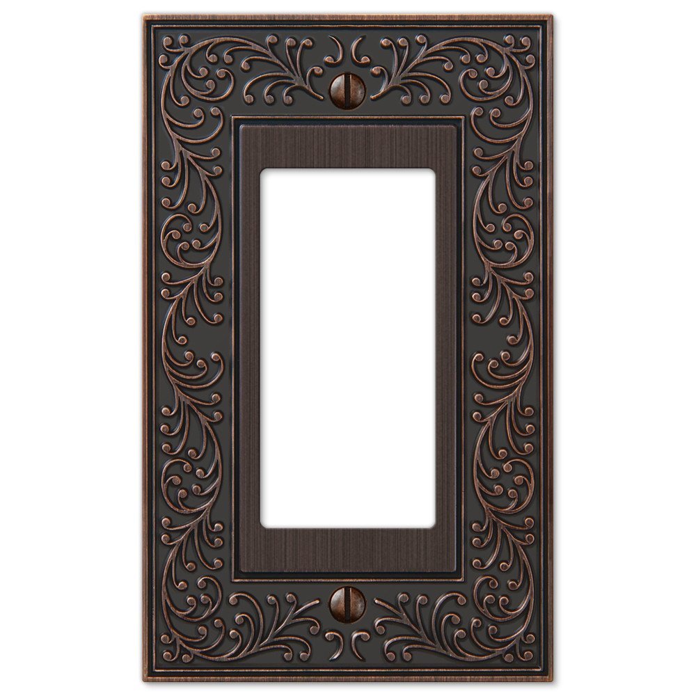 Amerelle 43RVB English Garden Wallplate, 1 Rocker, Aged Bronze