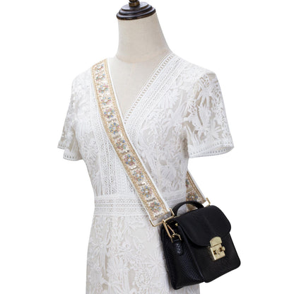 ALLZEDREAM Purse Strap Crossbody Replacement Handbag Shoulder Bag 2" Wide Adjustable Embroidered Lace Sequins