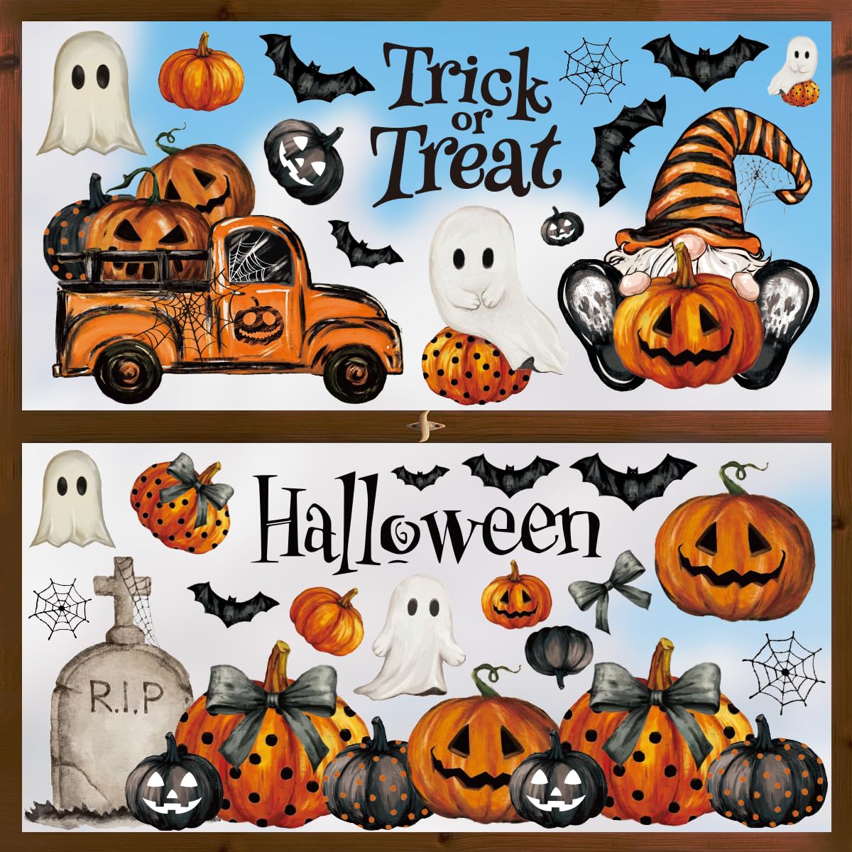 Horaldaily 83 PCS Halloween Window Cling Sticker, Ghosts Pumpkins for Home Party Supplies Shop Window Glass Display Decoration