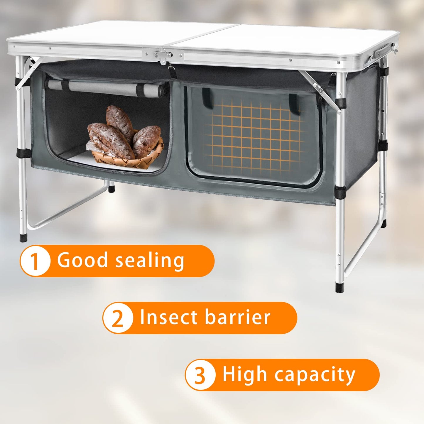 CampLand Outdoor Folding CampingTable with Aluminum Lightweight Height Adjustable with Storage Organizer Picnic Table for BBQ, Party, Camping (WhiteBig)