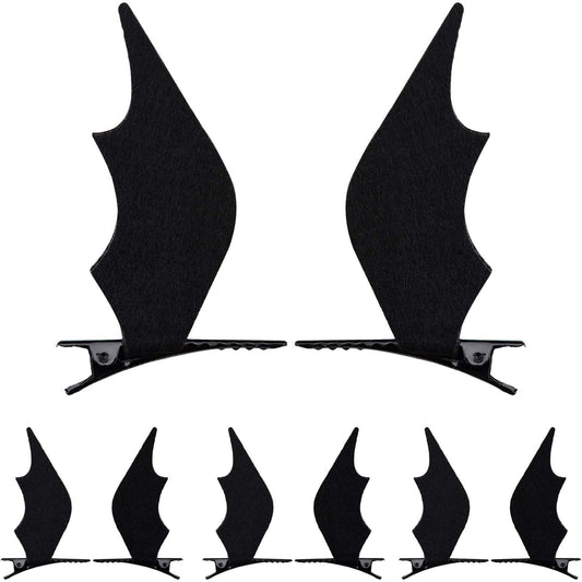 WILLBOND 4 Pairs Halloween Hair Clips Bat Wings Clip Devil Clips Hairpin Hair Accessories for Halloween Cosplay Party Costume Black