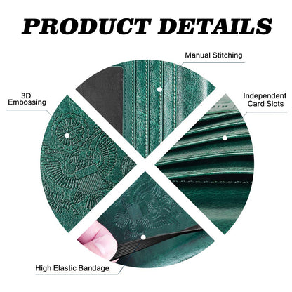 HerriaT Leather Passport Holder Cover Case RFID Blocking Travel Wallets Card Case for Women Men(Blackish green)