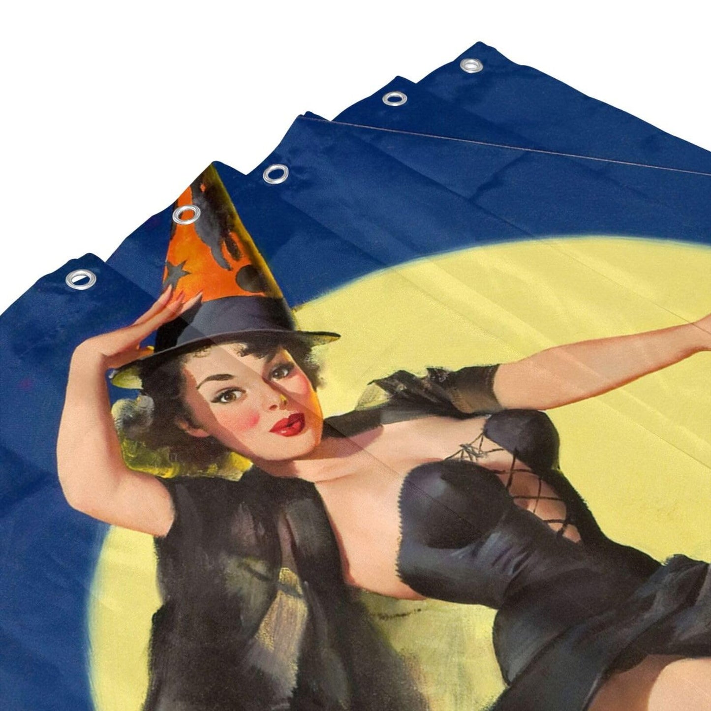 Bathroom Shower Curtain - Sexy Pin Up Girl I'm a Halloween Witch - Vintage Retro Pin Up Girls Body Art Work Canvas Painting Style Waterproof Polyester Fabric 66(w)x72(h) Rings Included