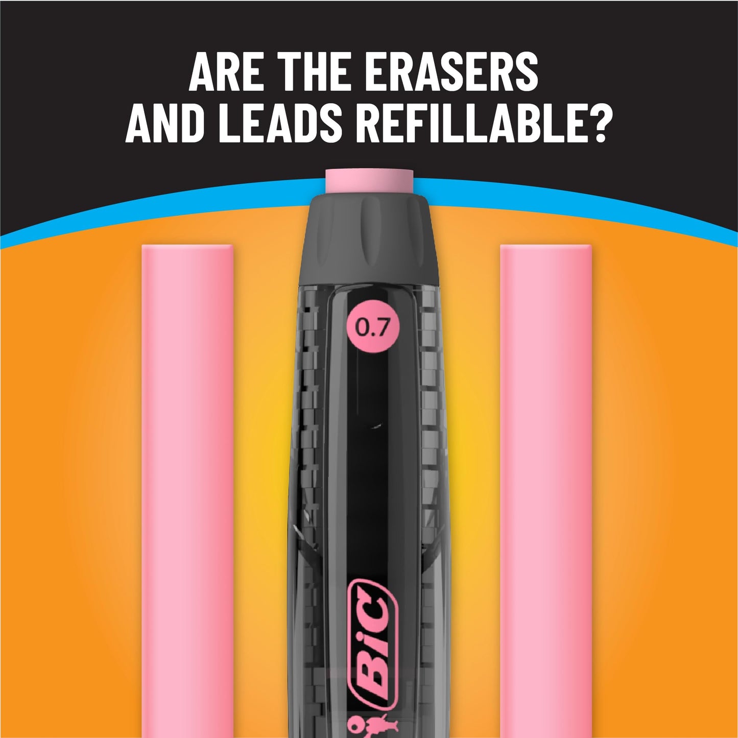 BIC Break Resistant Mechanical Pencils with Erasers, No. 2 Medium Point (0.7mm), 4-Count Pack Pencils for School or Office Supplies, Lead and Eraser Refills