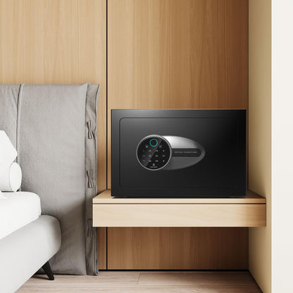 BONANO 0.5 Cub Small Safe Box, Biometric Safe with Backlit Touch Screen Keyapd and Dual Alarm System, Small safes for Home Use Fire and Water Proof Money Valuables Jewelry and Documents