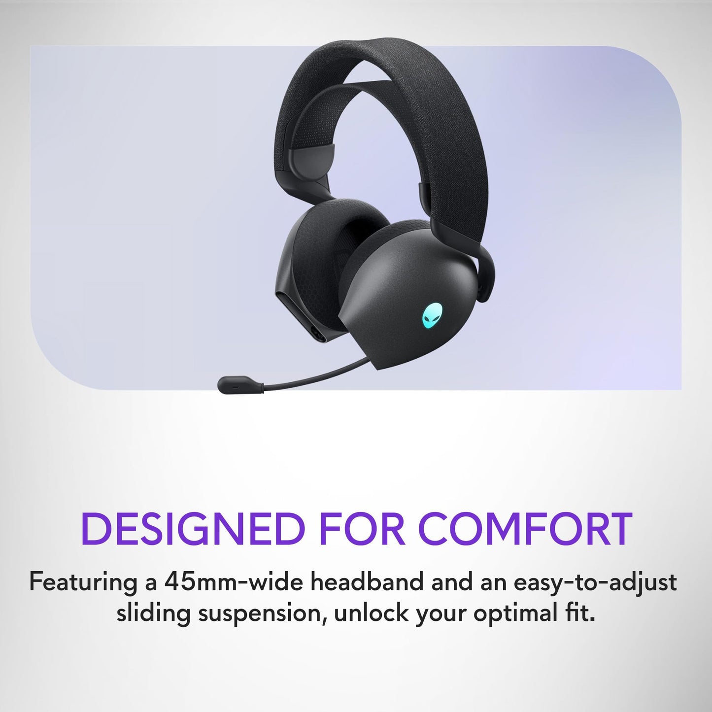 Alienware Tri-Mode Wireless Gaming Headset AW725H - Wired/Wireless, Bluetooth 5.3, Audio Output - 20 Hz, Mini-Phone (3.5mm), Battery Talk Time Up to 55 Hrs (Bluetooth), Dark Side of The Moon