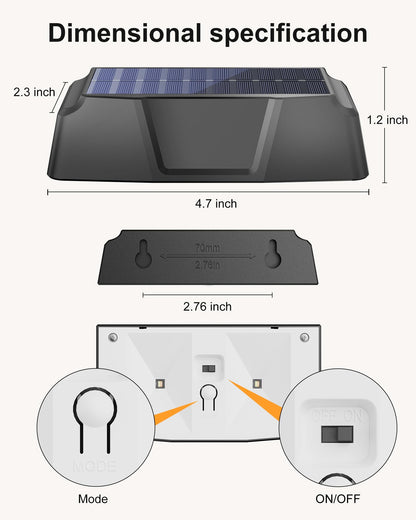 Brightown Solar Fence Lights Outdoor - 6 Pack Solar Deck Light with Warm White, Cool White, 7 RGB Color, Fade/Jump Modes, Solar Lights Outdoor Waterproof for Outside Yard Step