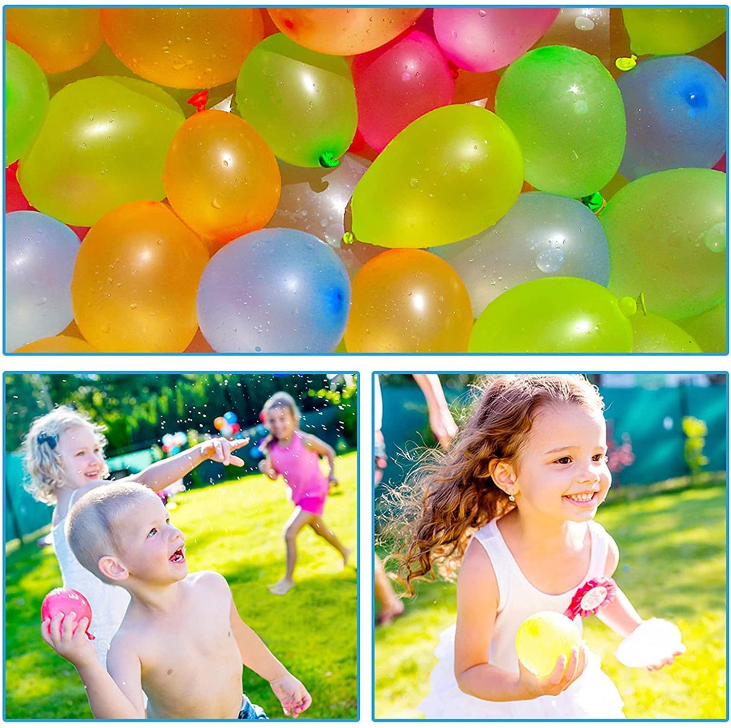 Hlonon 2000 Pack Water Balloons, 5-6 Inches, Multi-Color, Biodegradable Latex, Includes 2 Hose Nozzles, Great for Summer Party