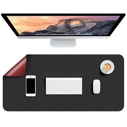 Hsurbtra Desk Pad, 31.5" x 15.7" Dual Side PU Leather Desk Mat, Waterproof Non-Slip Desktop Blotter Protector, Large Mouse Pad for Laptop Keyboard Office Home, Black and Red