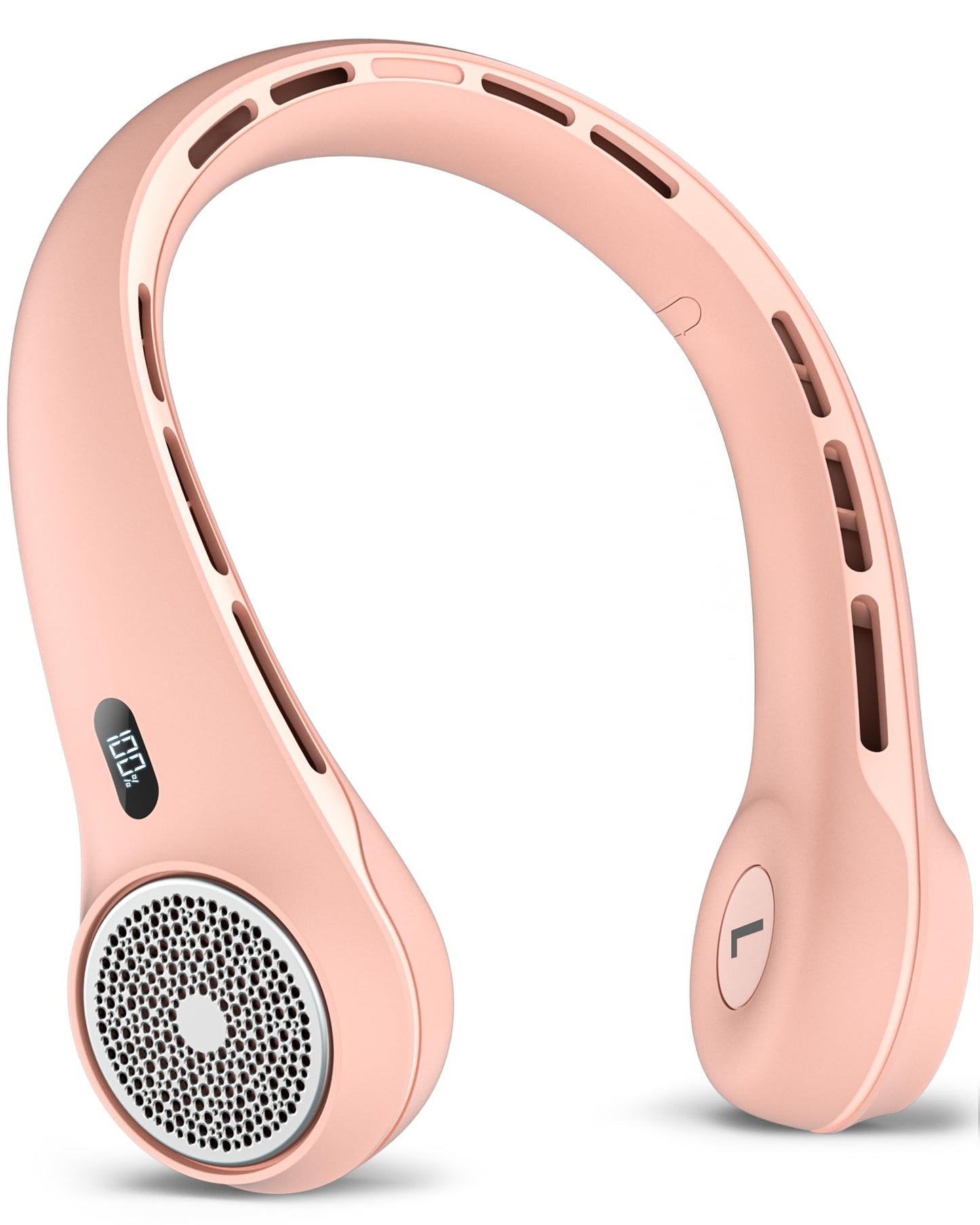 Hssio Portable Neck Fan with 4000mAh Rechargeable Battery & LED Display, Personal Cooler for Women/Men, 3-Speed Bladeless 360° Cooling Fans, Stylish Gift for Gym/Travel/Office, Pink