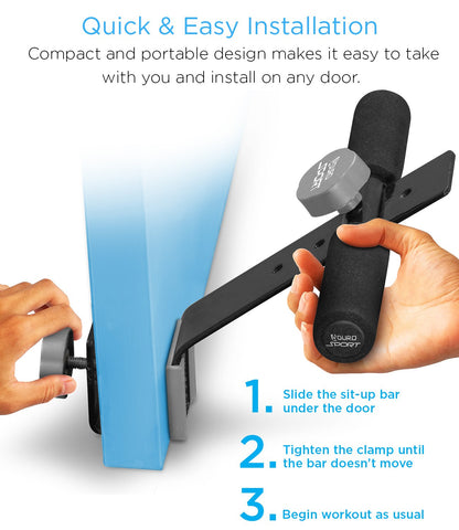 Aduro Sport Doorway Sit-Up Exercise Bar, Adjustable Reinforced Steel with Padded Ankle Bar, Perfect for Home Work or Travel - Fits Any Door