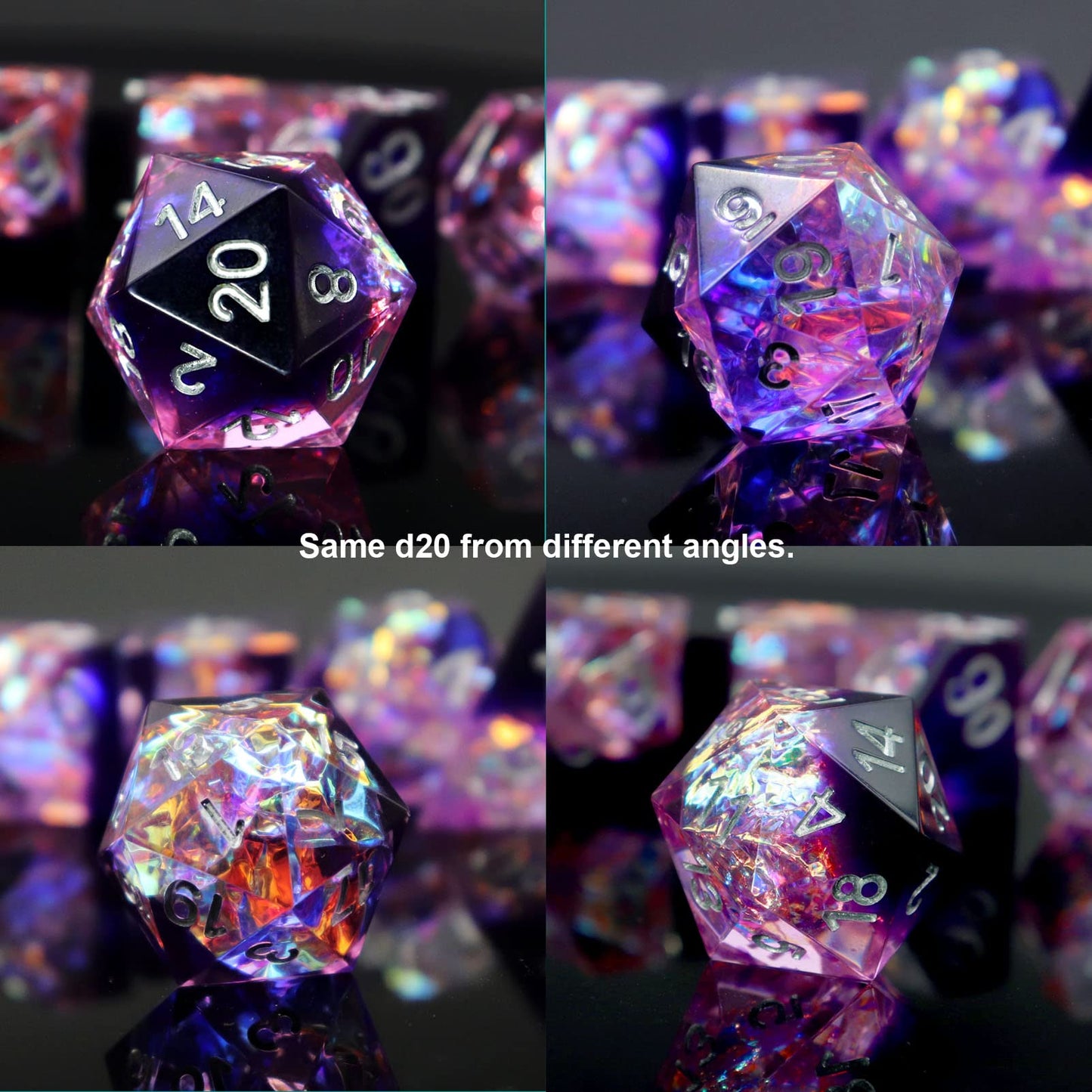 Haxtec DND Dice Set Sharp Edge Resin Dice with Dice Case Purple D&D Polyhedral Dice for TTRPGs Dungeons and Dragons DND Gift