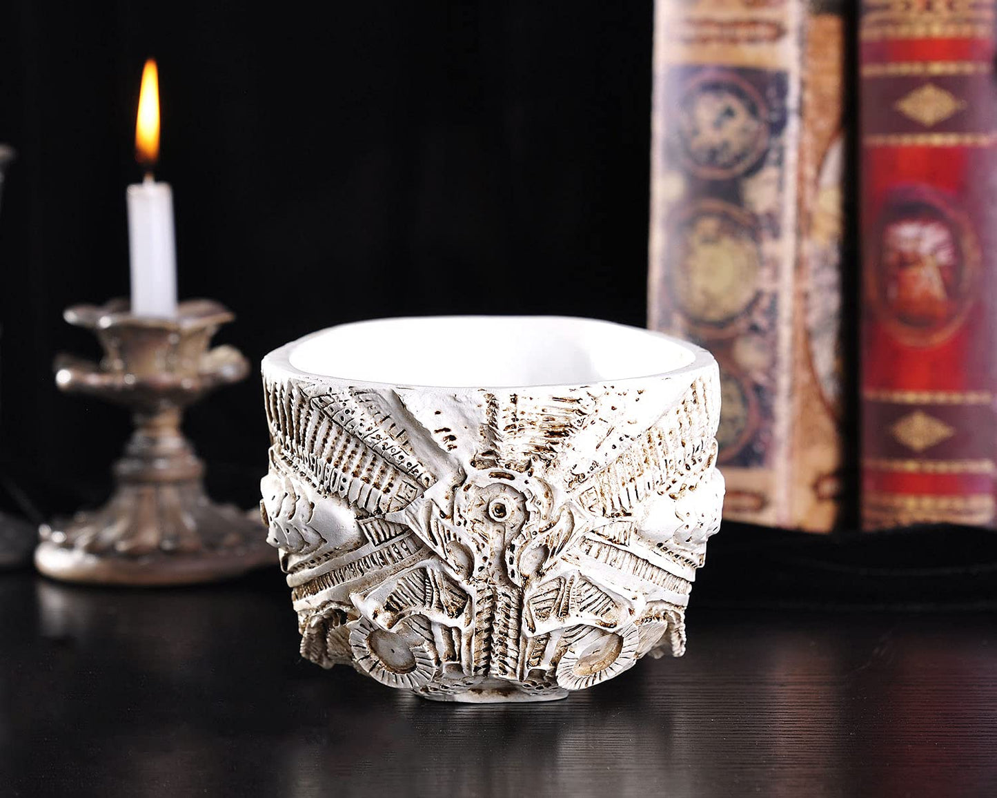 IBWell Modern Large Funny Resin Skull Shaped Head Design Flower Pot Planter Container, Decoration Flowerpot Props Home Office Desk Decor (Mediterranean)